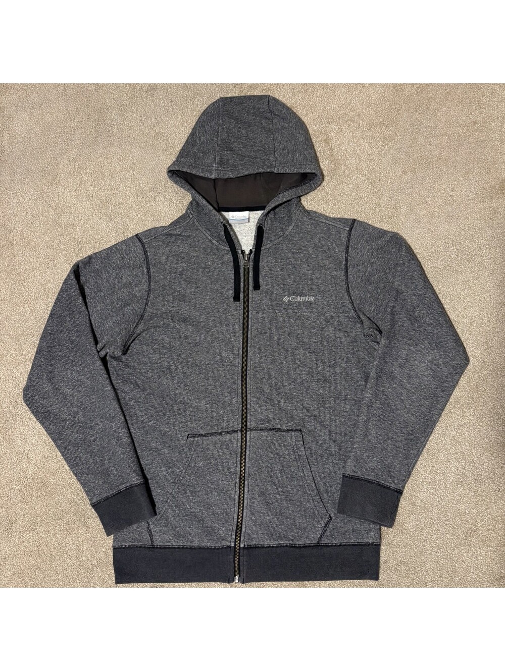 Columbia Mens S Gray Full Zip Hoodie Sweatshirt Hooded Jacket Terry Cloth Lined